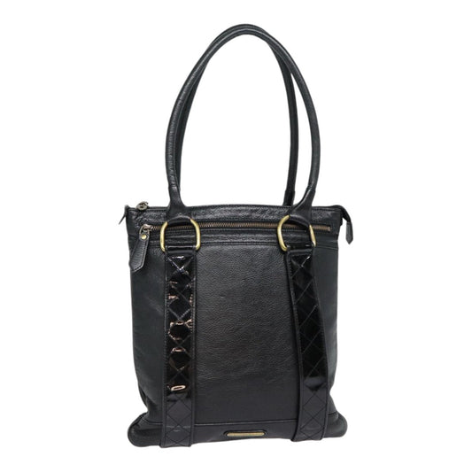 Burberry Shoulder Bag Leather Black Gold Auth bs17314
