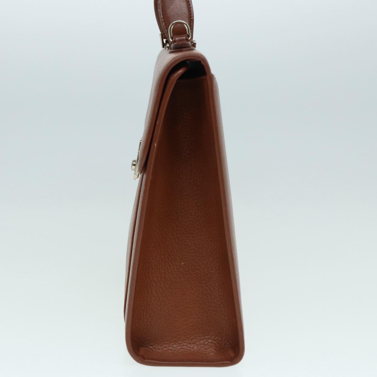 BurberrySs Hand Bag Leather 2way Brown Silver Auth bs17329