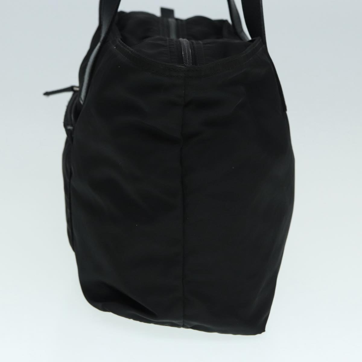 PRADA Tote Bag Nylon Black Silver Auth