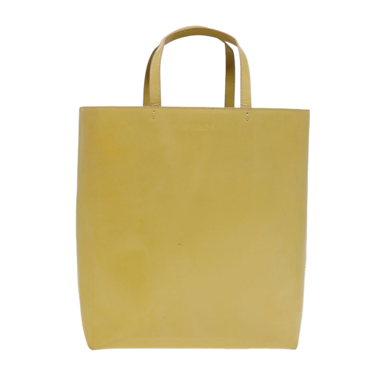 PRADA Hand Bag Enamel Yellow Silver Auth