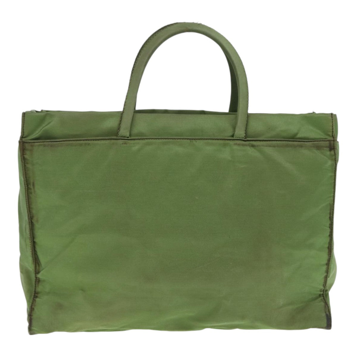 PRADA Hand Bag Nylon Khaki Silver Auth