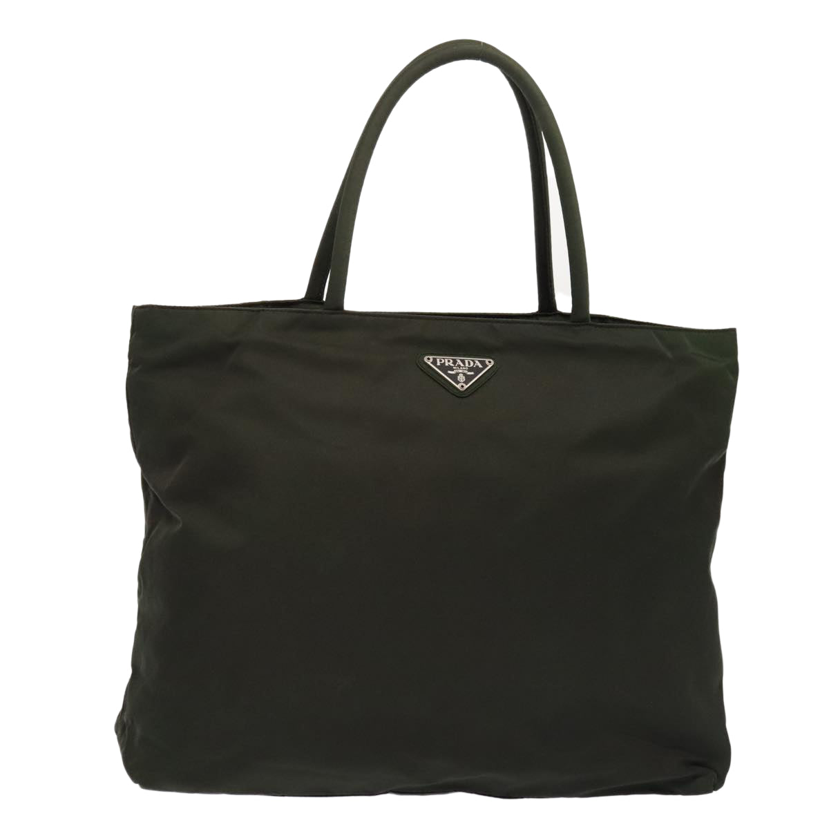PRADA Hand Bag Nylon Green Silver Auth