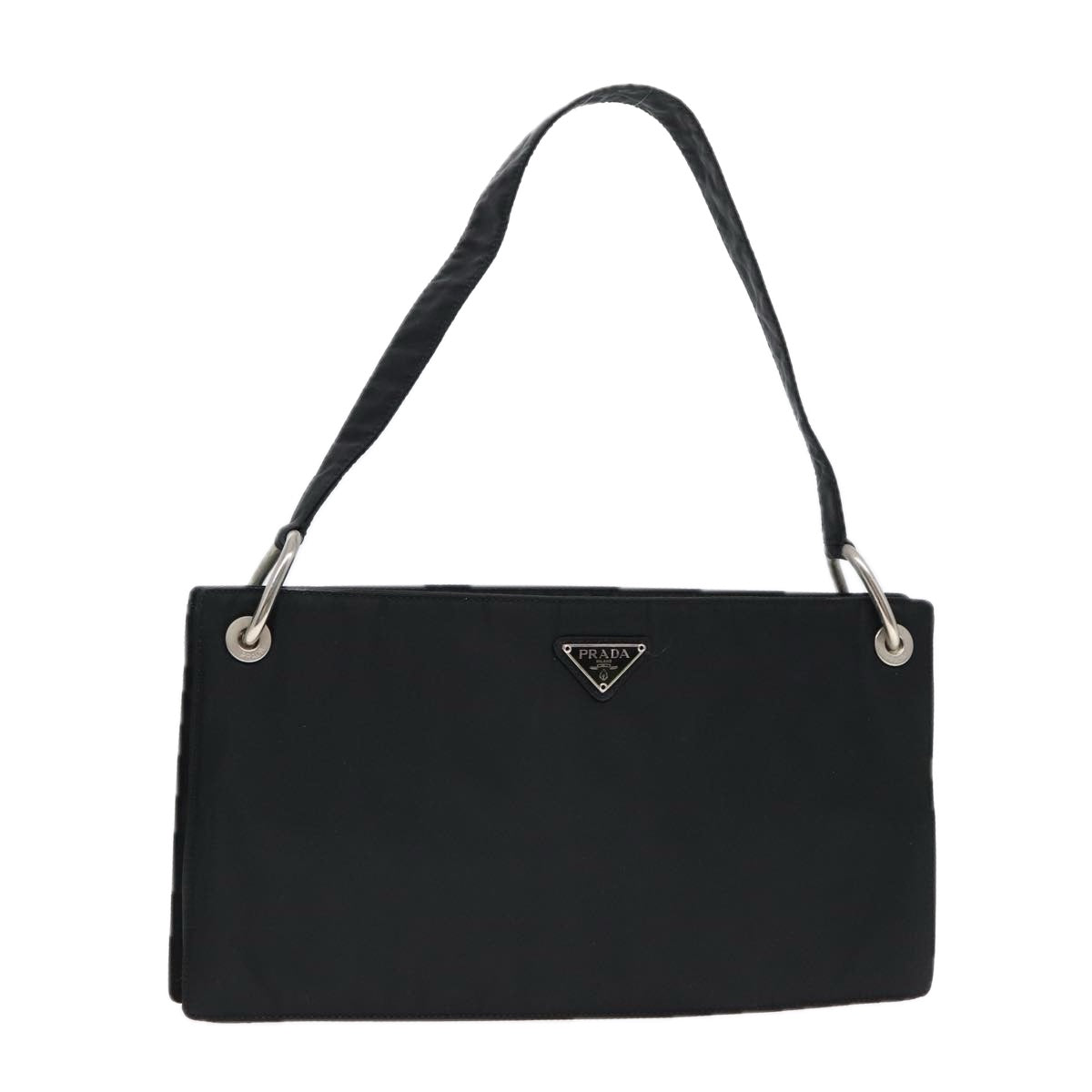PRADA Shoulder Bag Nylon Black Silver Auth