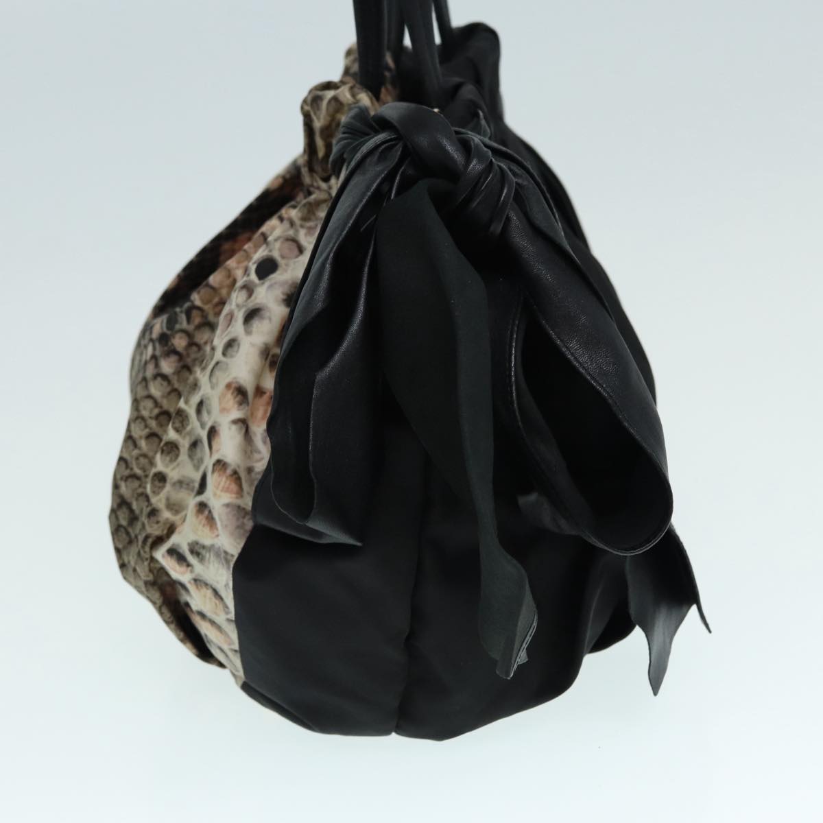 PRADA Hand Bag Nylon Black Gold Auth