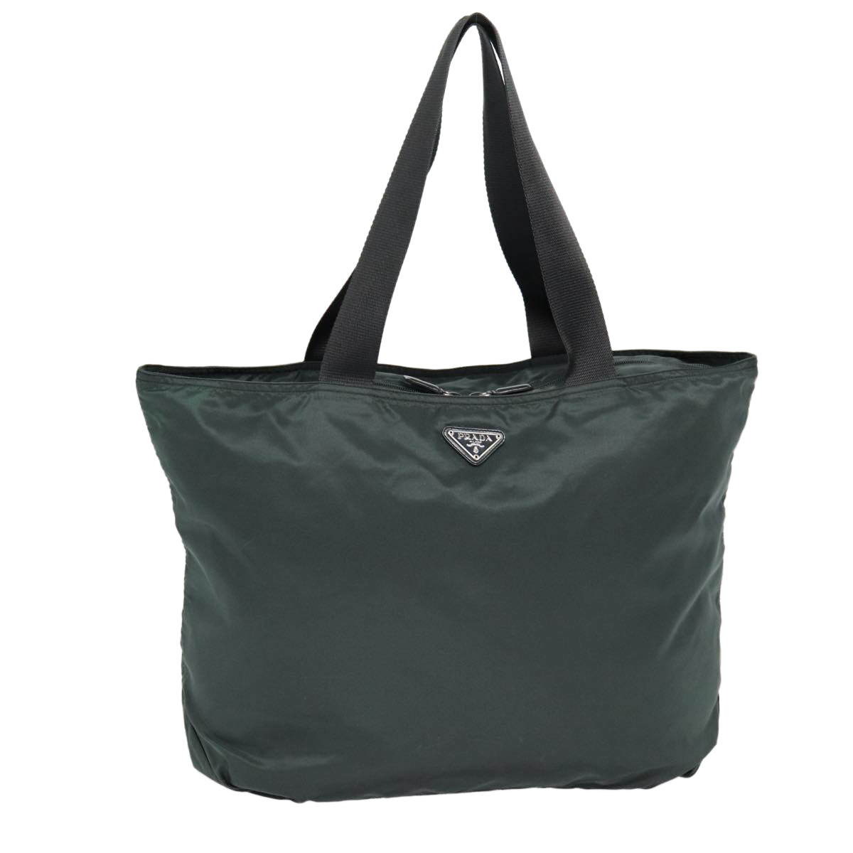 PRADA Tote Bag Nylon Green Silver Auth