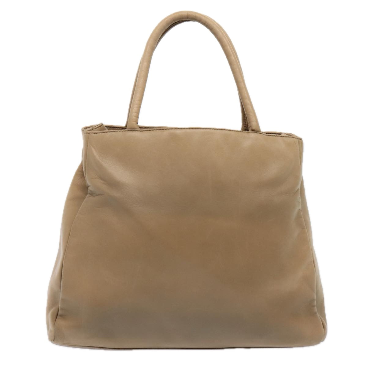 PRADA Hand Bag Leather Beige Auth