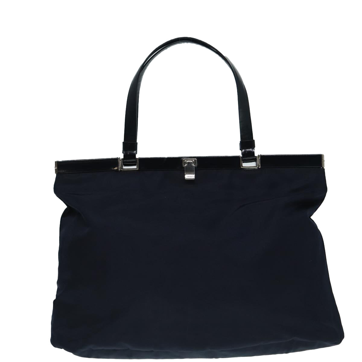 PRADA Hand Bag Nylon Navy Silver Auth