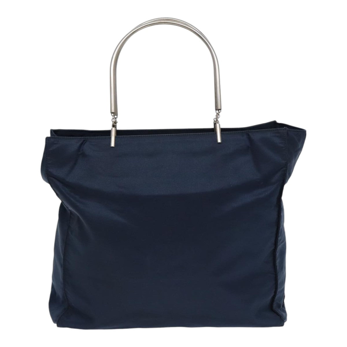 PRADA Hand Bag Nylon Navy Silver Auth