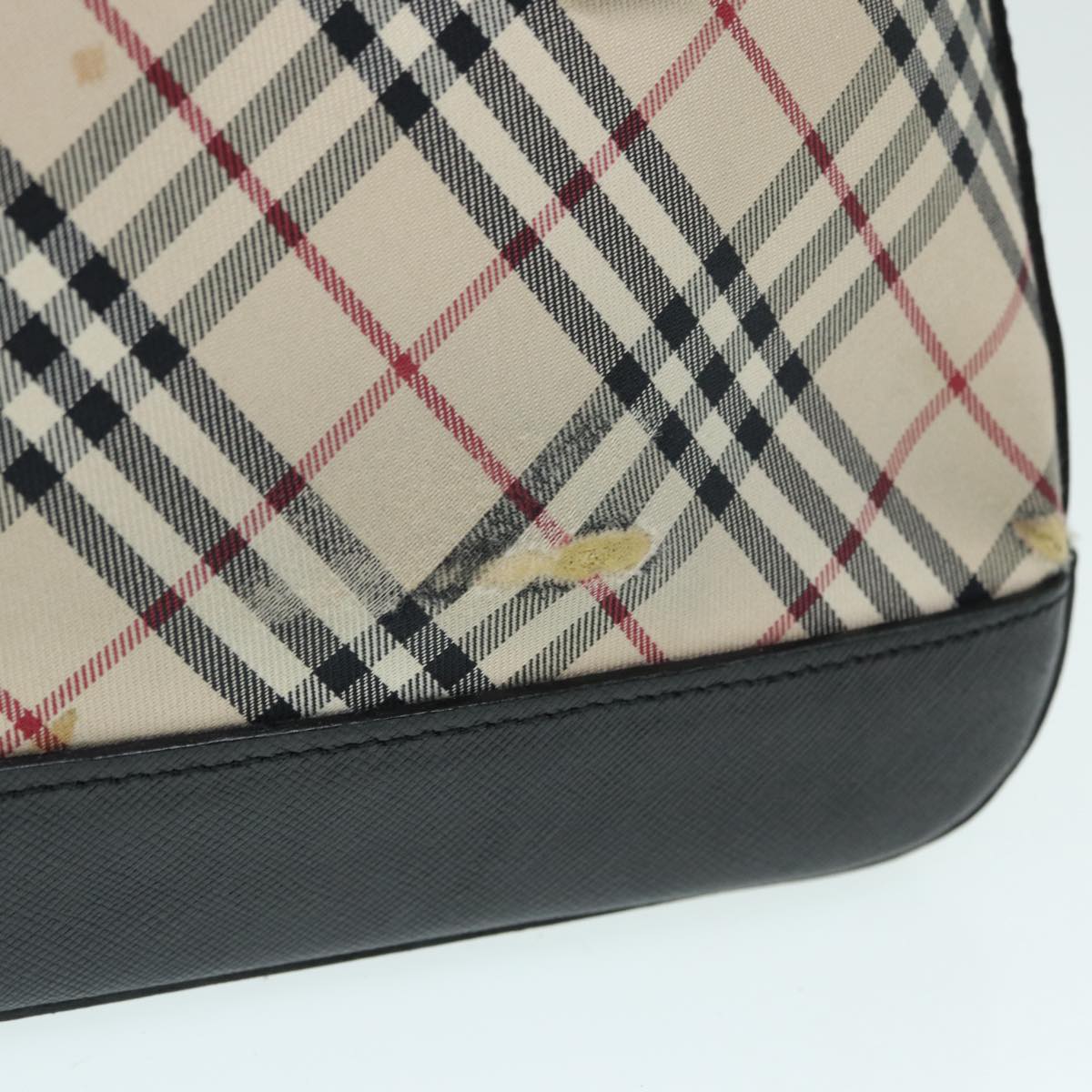 Burberry Nova Check Hand Bag Canvas Beige Silver Auth bs17636