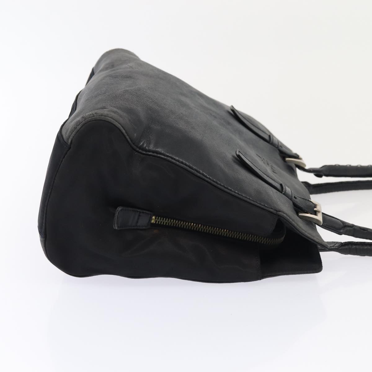 PRADA Shoulder Bag Leather Black Silver Auth