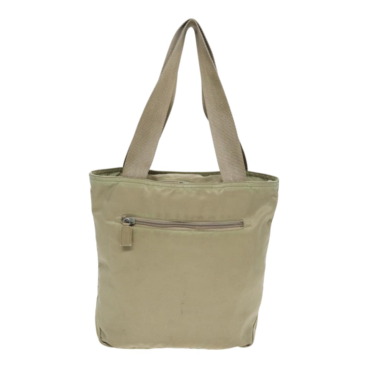 PRADA Tote Bag Nylon Beige Silver Auth