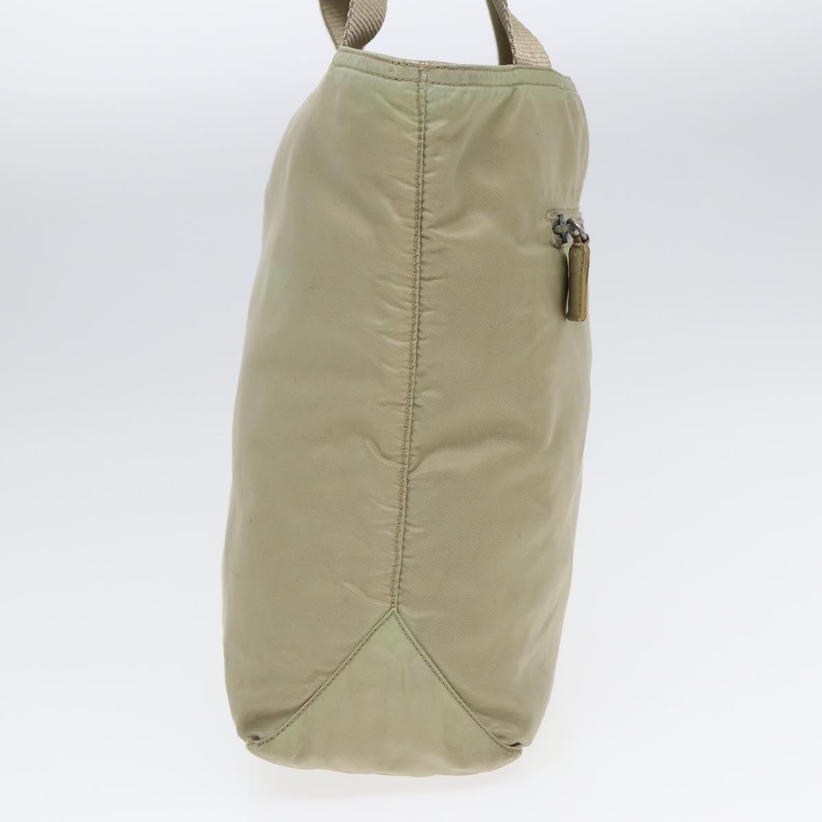 PRADA Tote Bag Nylon Beige Silver Auth