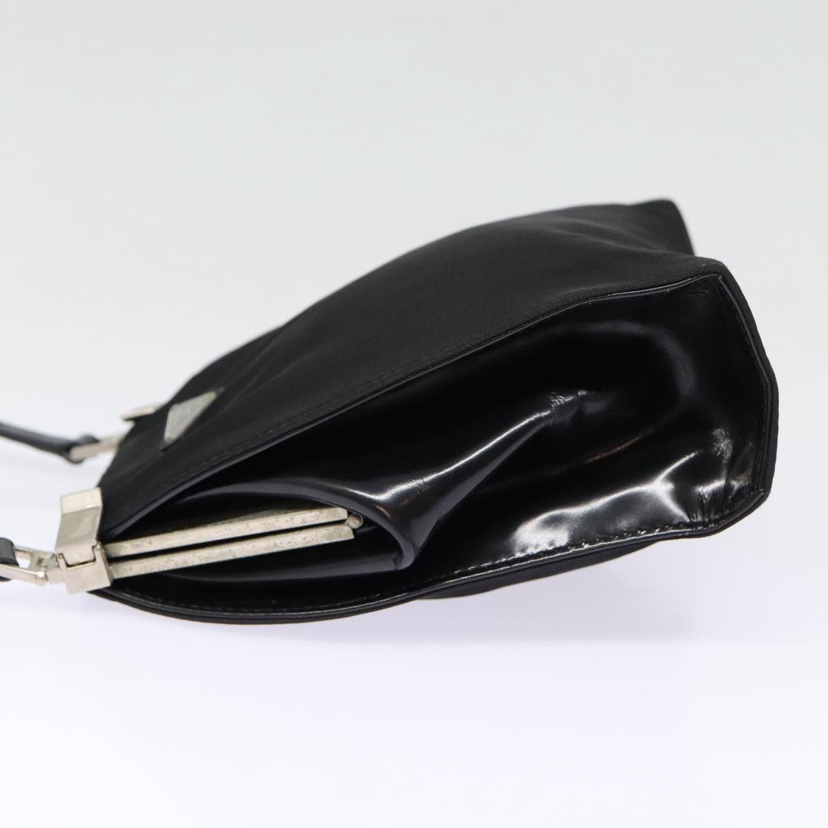 PRADA Shoulder Bag Nylon Black Silver Auth