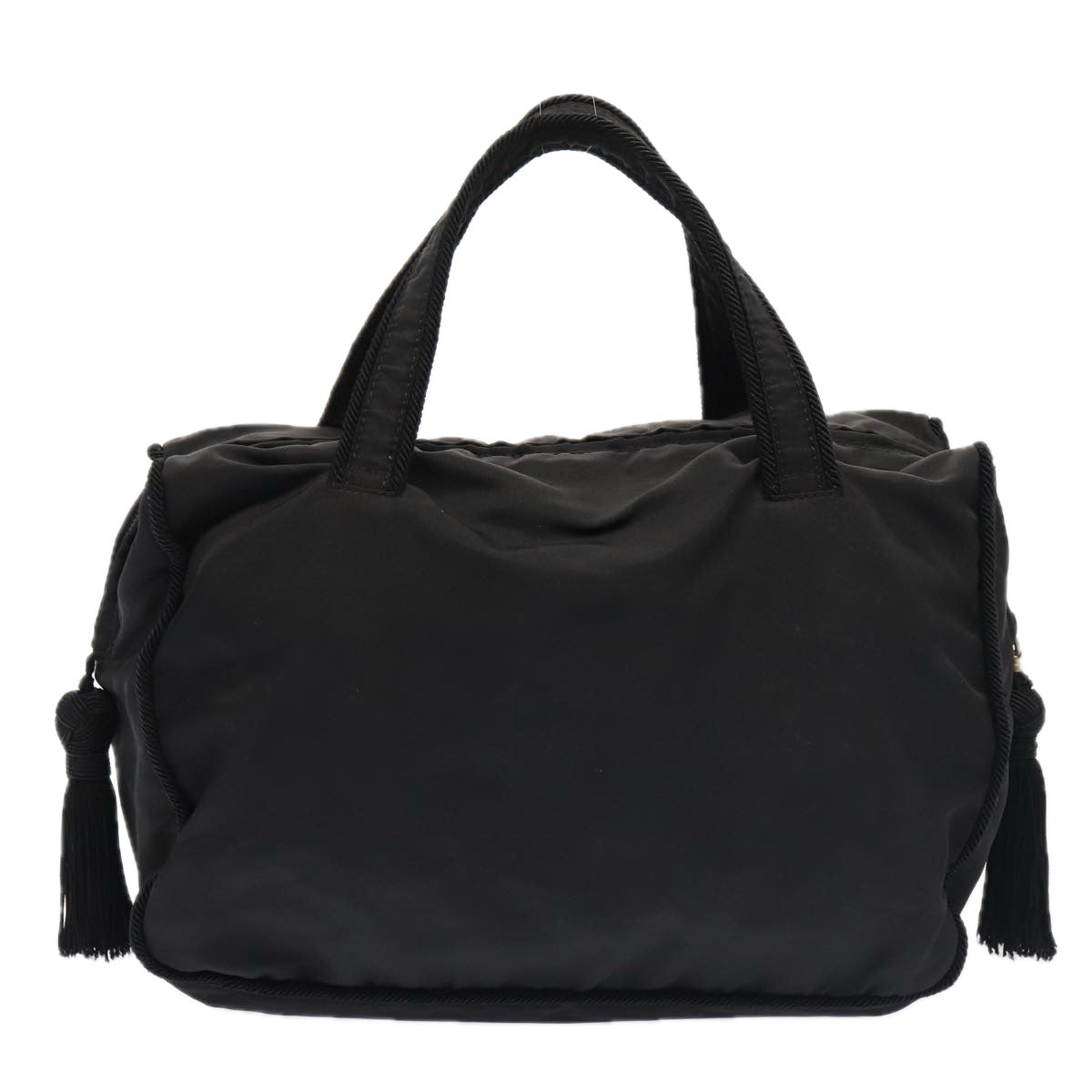 PRADA Hand Bag Nylon Black Silver Auth
