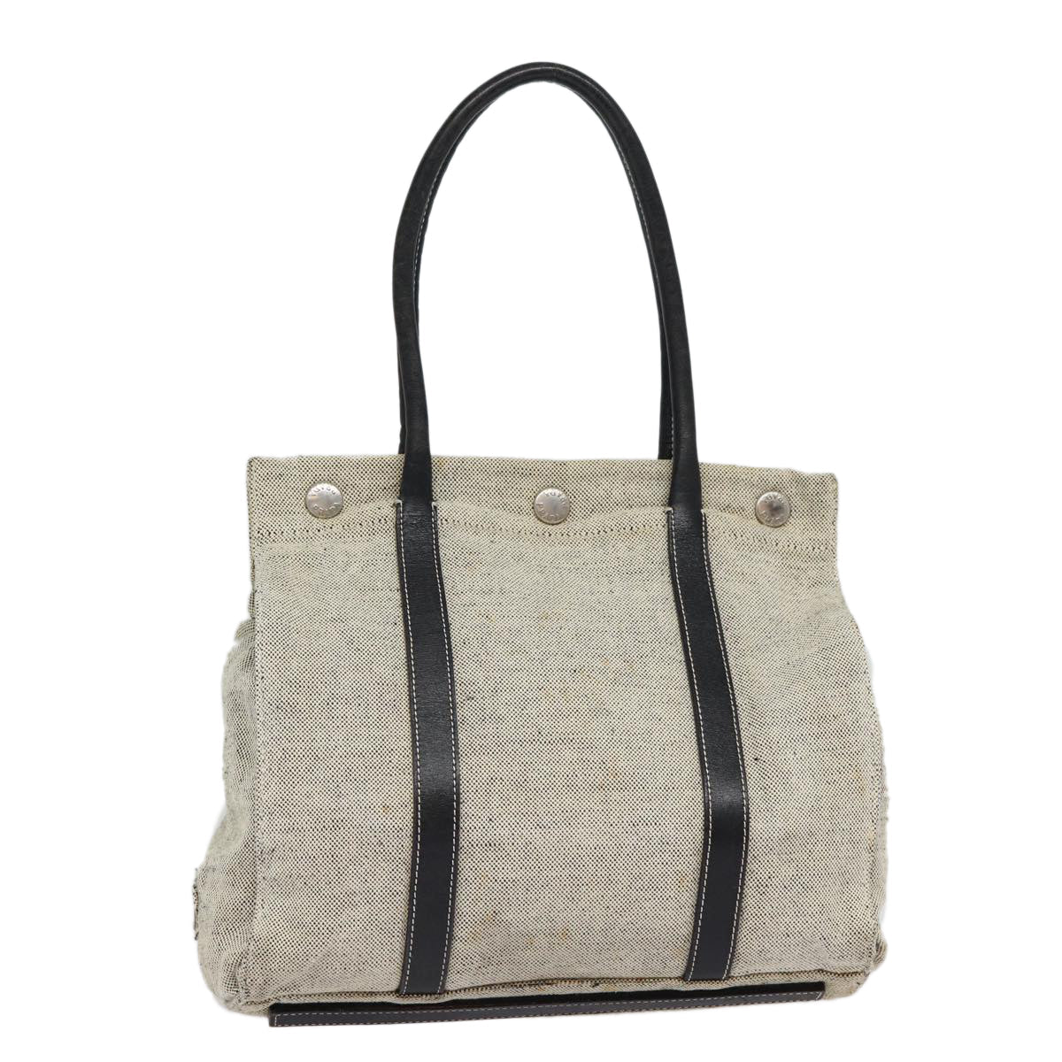 PRADA Tote Bag Canvas Gray Silver Auth