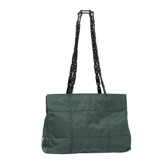 PRADA Shoulder Bag Nylon Green Silver Auth