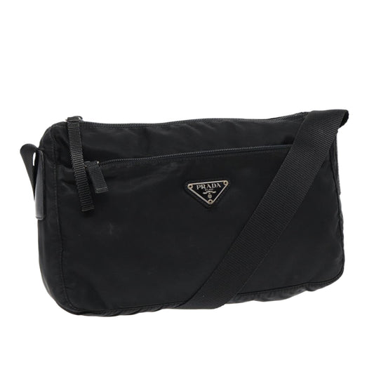 PRADA Shoulder Bag Nylon Black Silver Auth