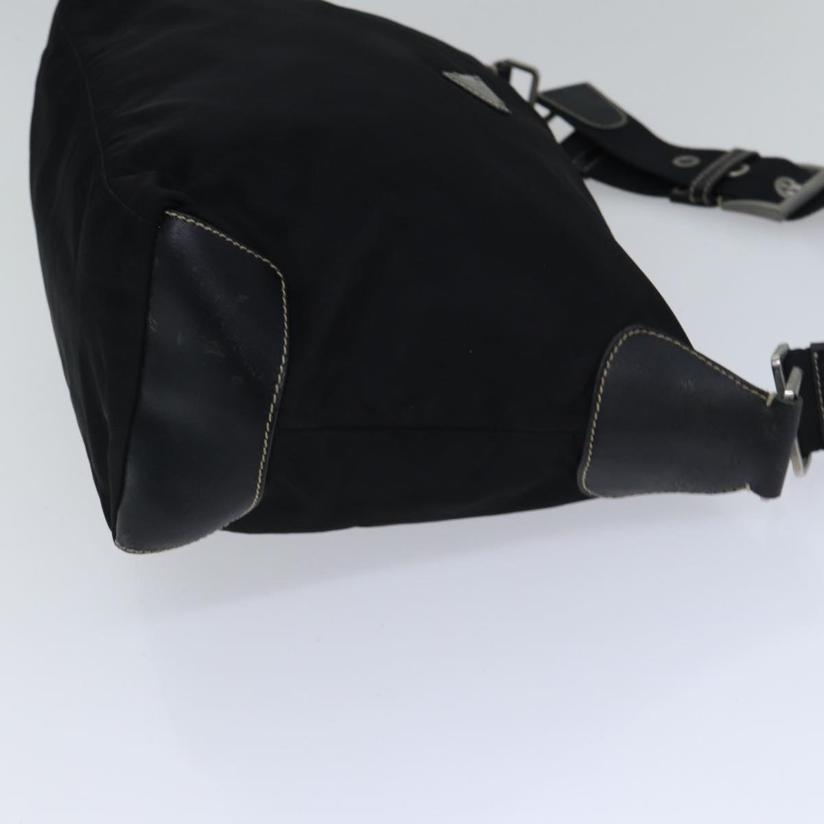 PRADA Shoulder Bag Nylon Black Silver Auth