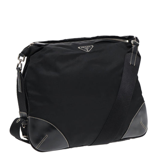 PRADA Shoulder Bag Nylon Black Silver Auth