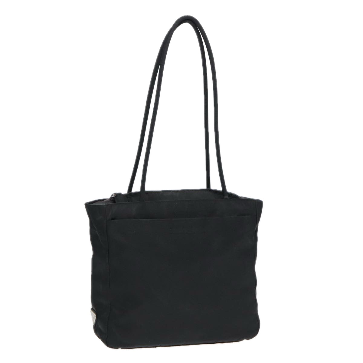 PRADA Tote Bag Nylon Silver Black Auth