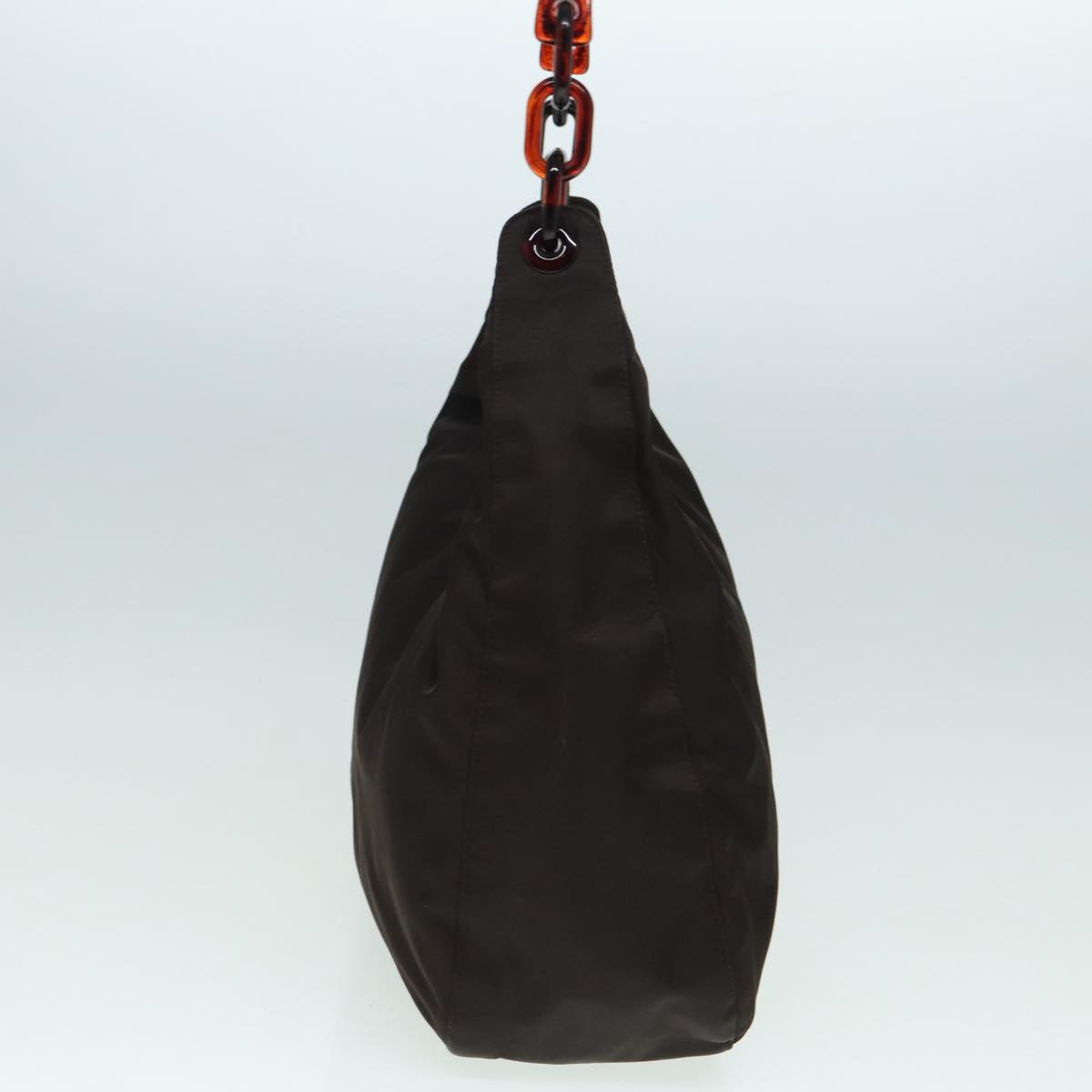 PRADA Shoulder Bag Nylon Brown Silver Auth
