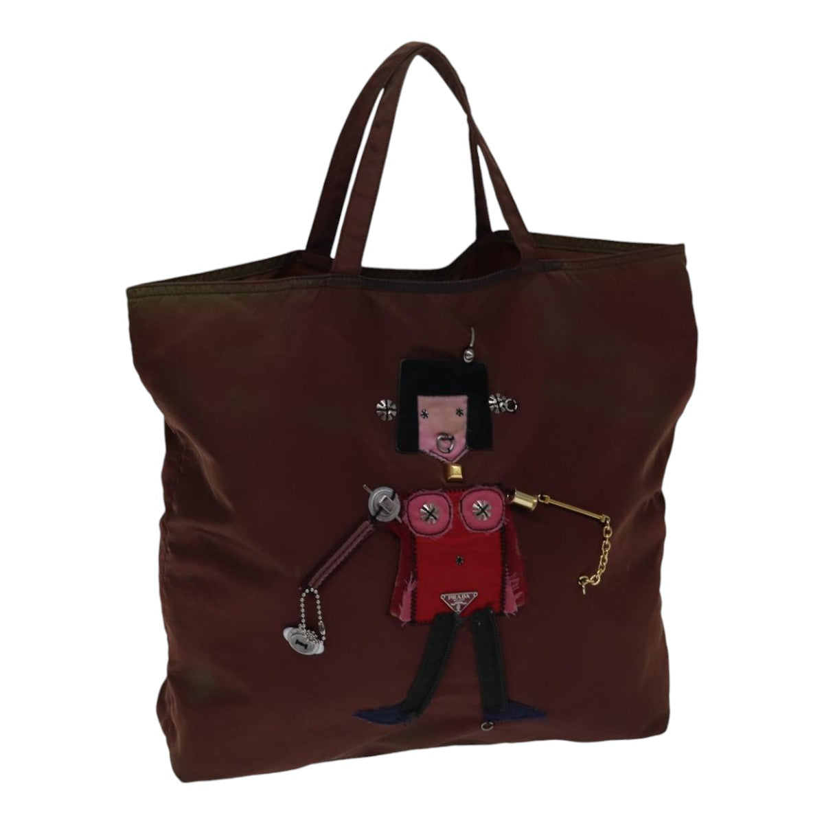 PRADA robot Hand Bag Nylon Brown Auth