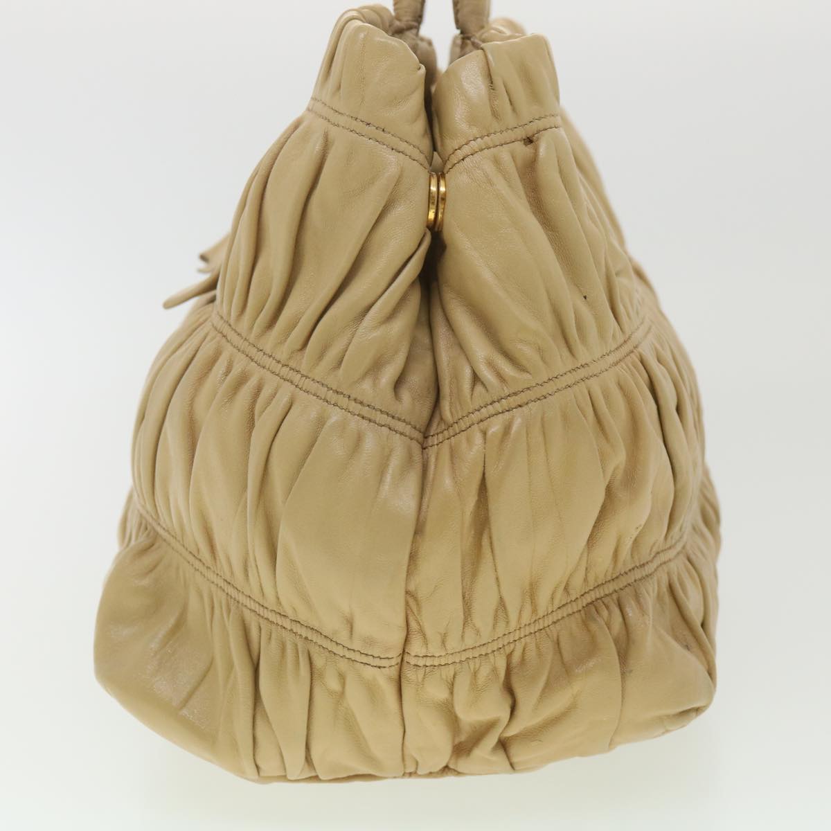 Prada Hand Bag Leather Beige