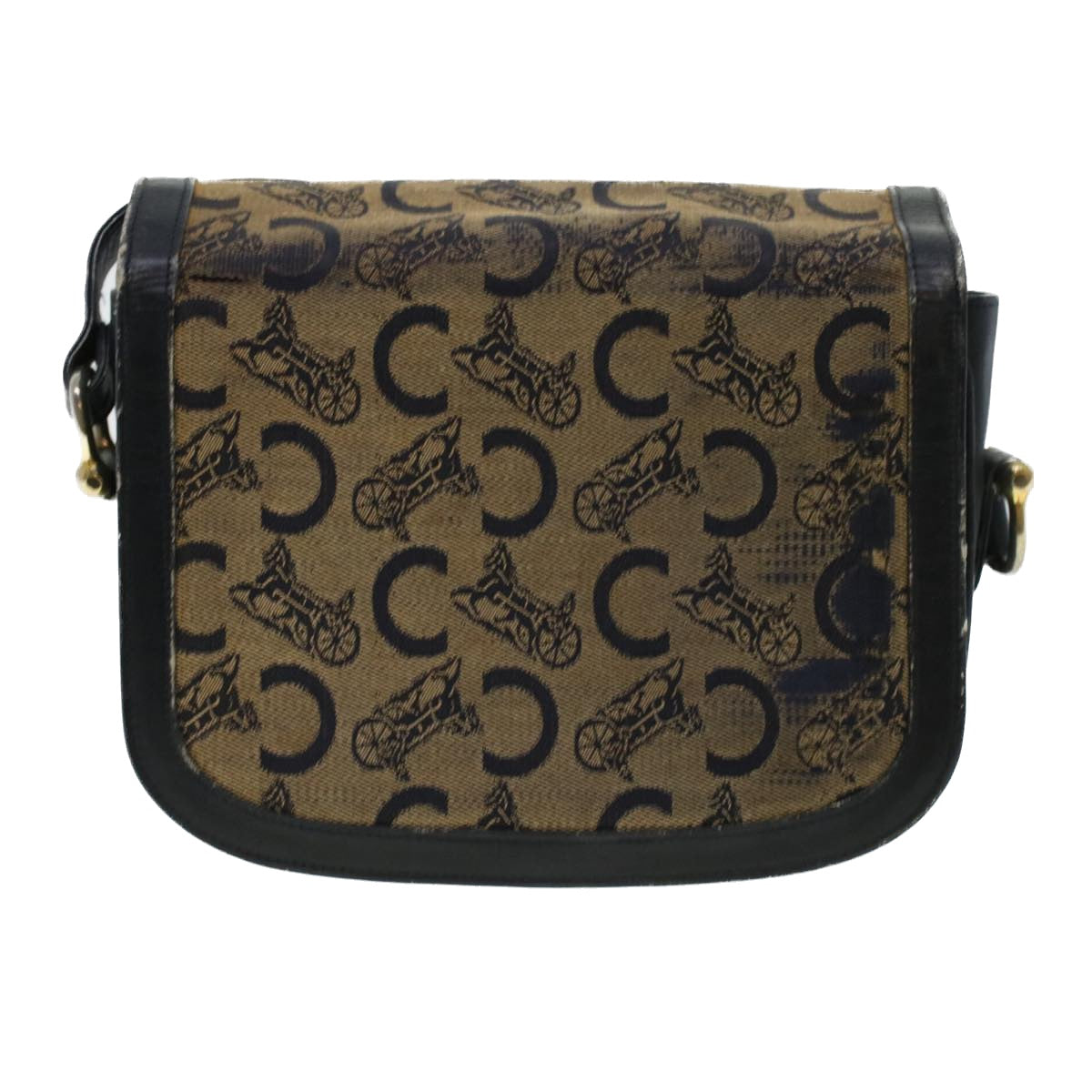 Luxury CELINE C Macadam Canvas Shoulder Bag Navy 5114