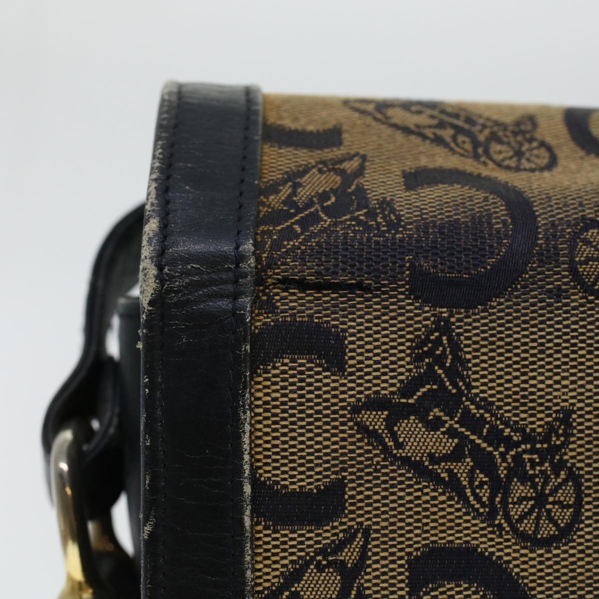 Luxury CELINE C Macadam Canvas Shoulder Bag Navy 5114