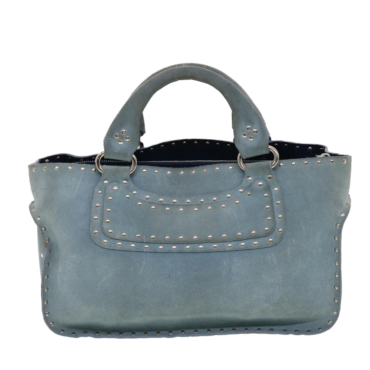 Luxury CELINE Hand Bag Suede Light Blue 5202