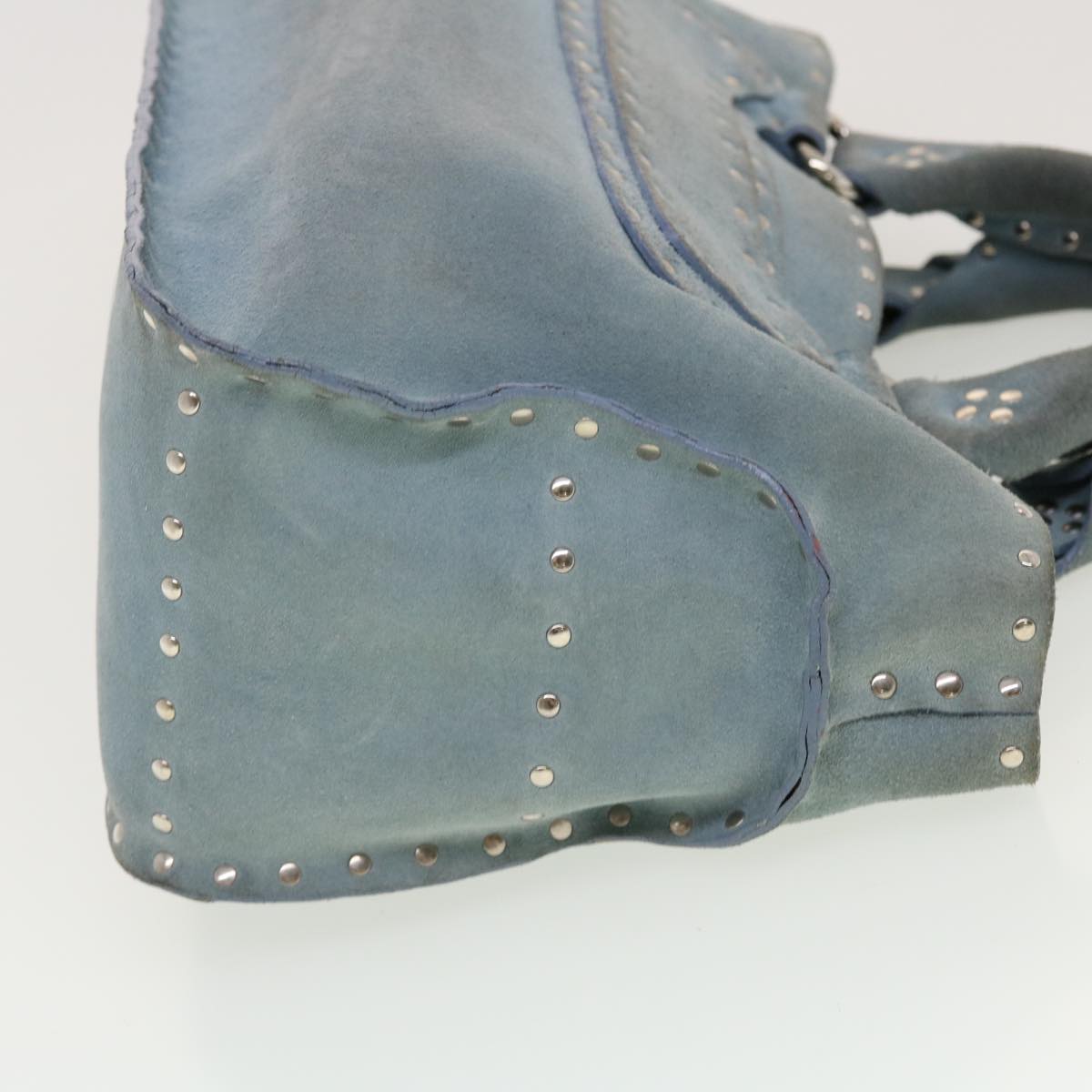 Luxury CELINE Hand Bag Suede Light Blue 5202