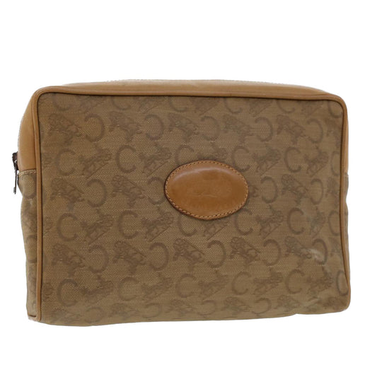 Luxury CELINE C Macadam Canvas Clutch Bag Beige 5459