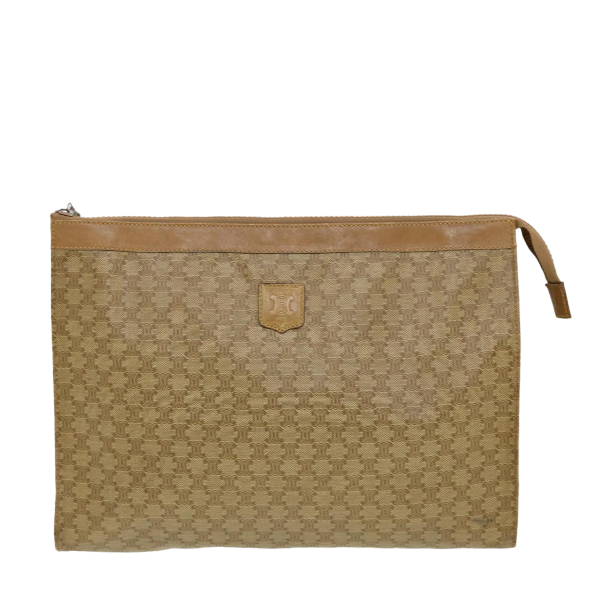 Luxury CELINE Macadam Canvas Clutch Bag PVC Leather 2Set Beige Brown 5507