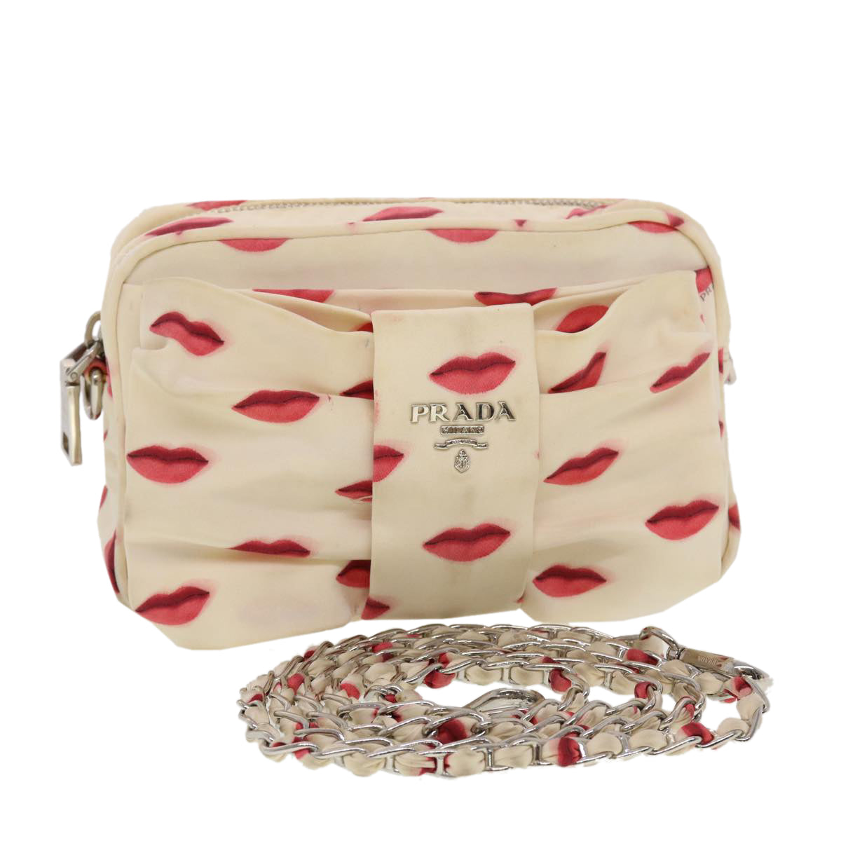 Prada Chain Shoulder Bag Nylon White