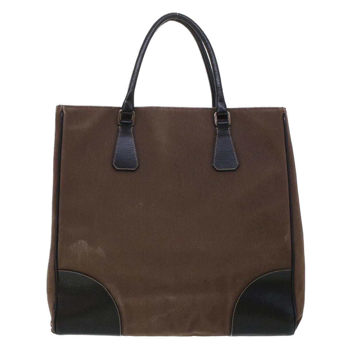 Prada Tote Bag Canvas Leather Brown