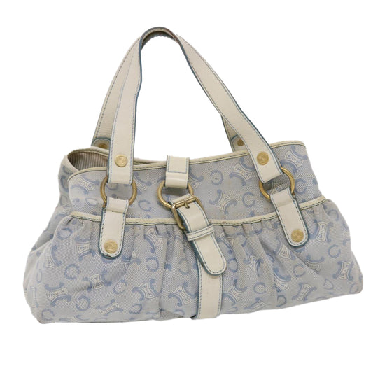 Luxury CELINE Paris Macadam Shoulder Bag Canvas Blue Whe 6303