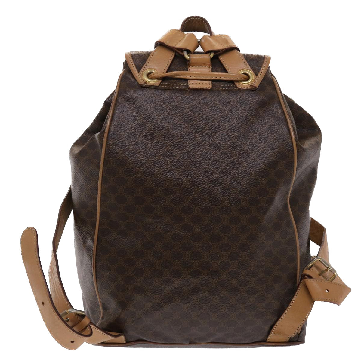 Luxury CELINE Macadam Canvas Backpack PVC Leather Brown 6391