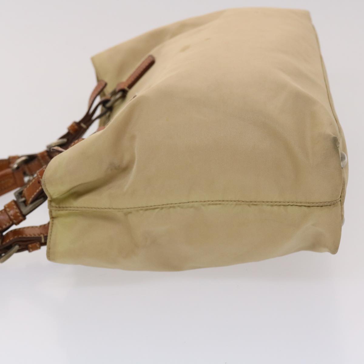 Prada Hand Bag Nylon Leather Beige