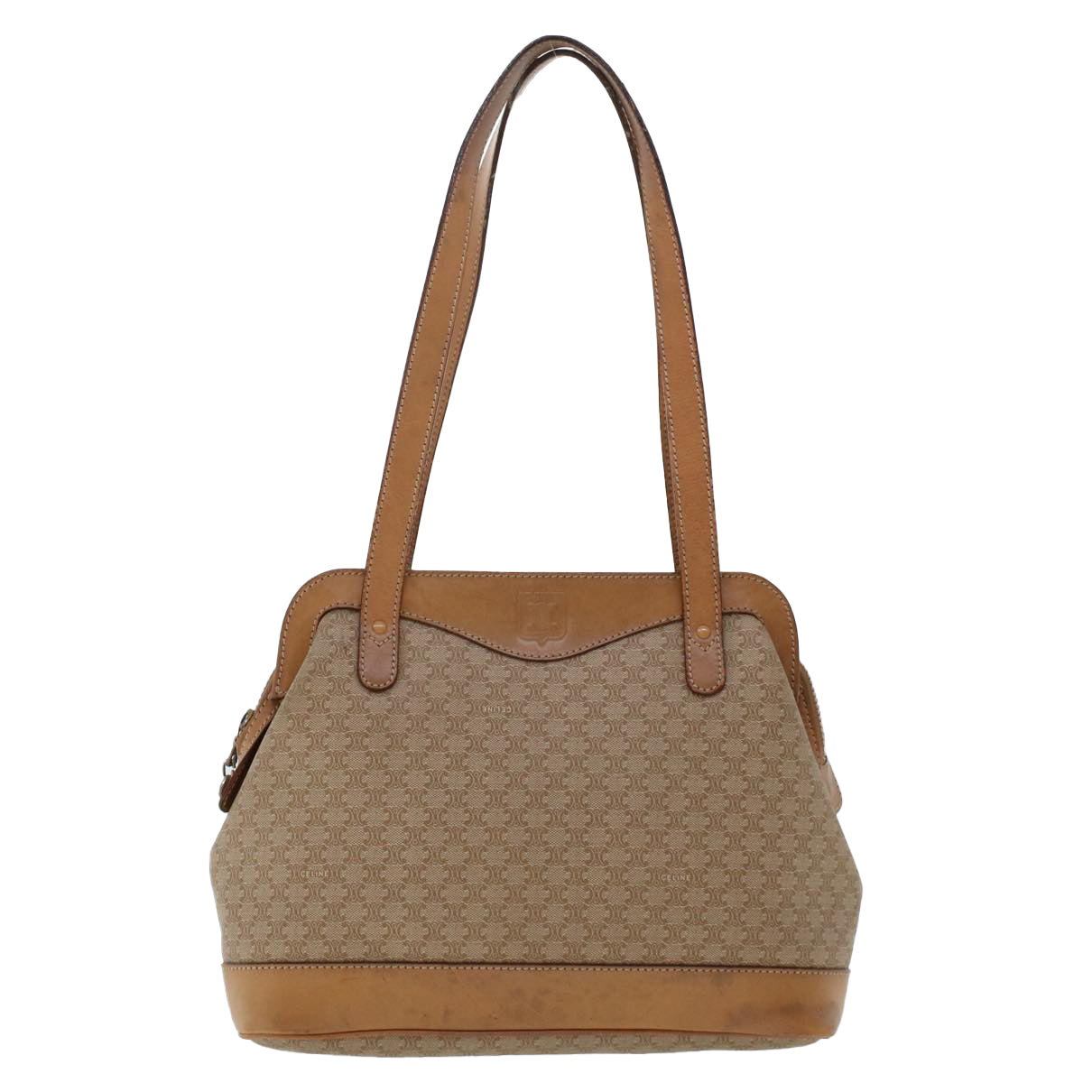 Luxury CELINE Macadam Canvas Pouch Shoulder Bag 2Set Beige 6571