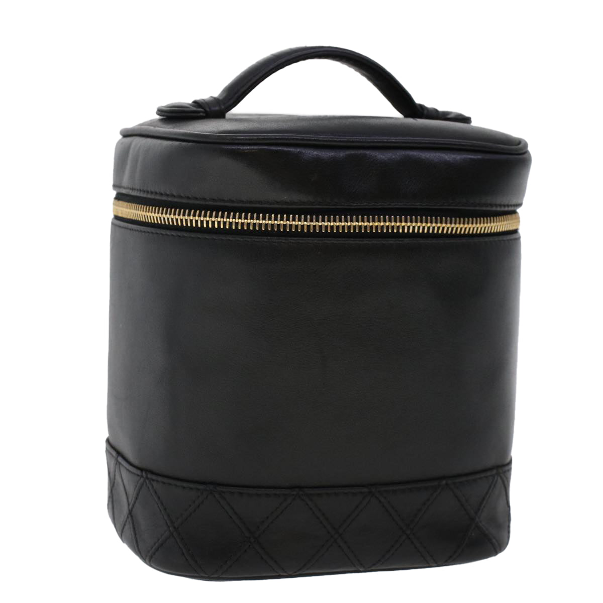 CHANEL Bicolole Vanity Cosmetic Pouch Leather Black CC Auth bs6595