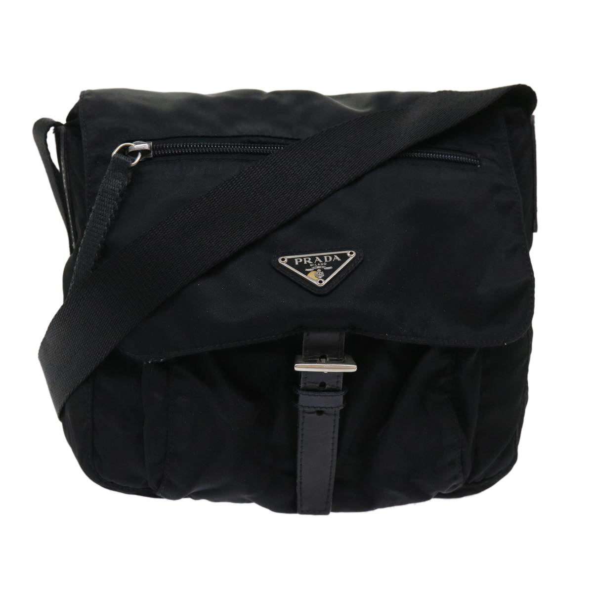 PRADA Shoulder Bag Nylon Black Auth