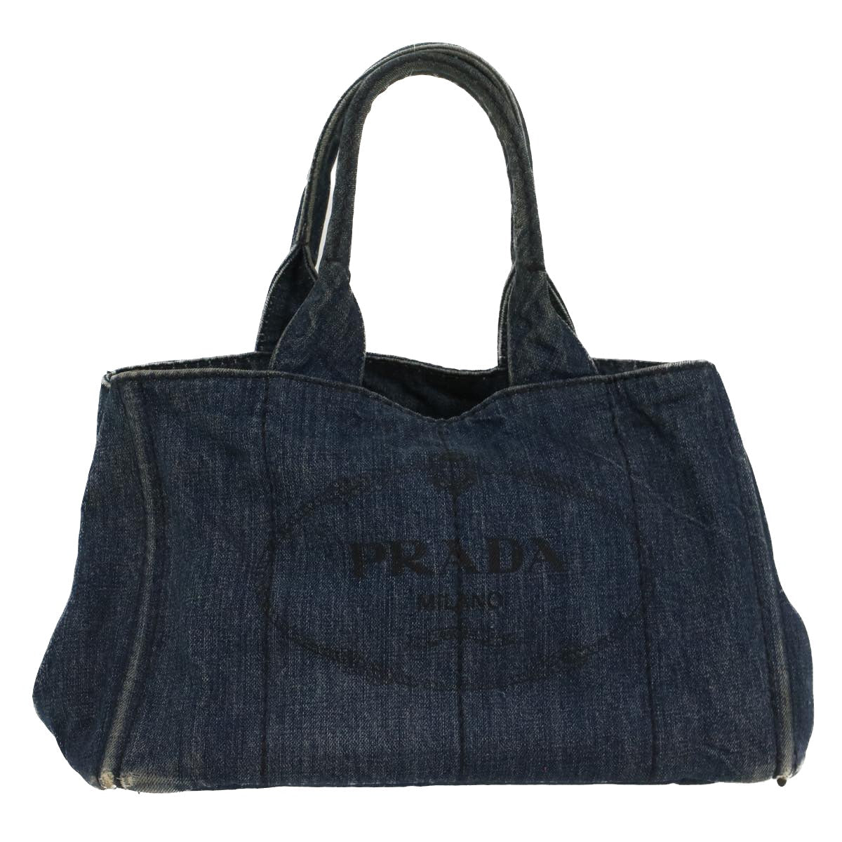 PRADA Kanapa MM Hand Bag Canvas Blue Auth