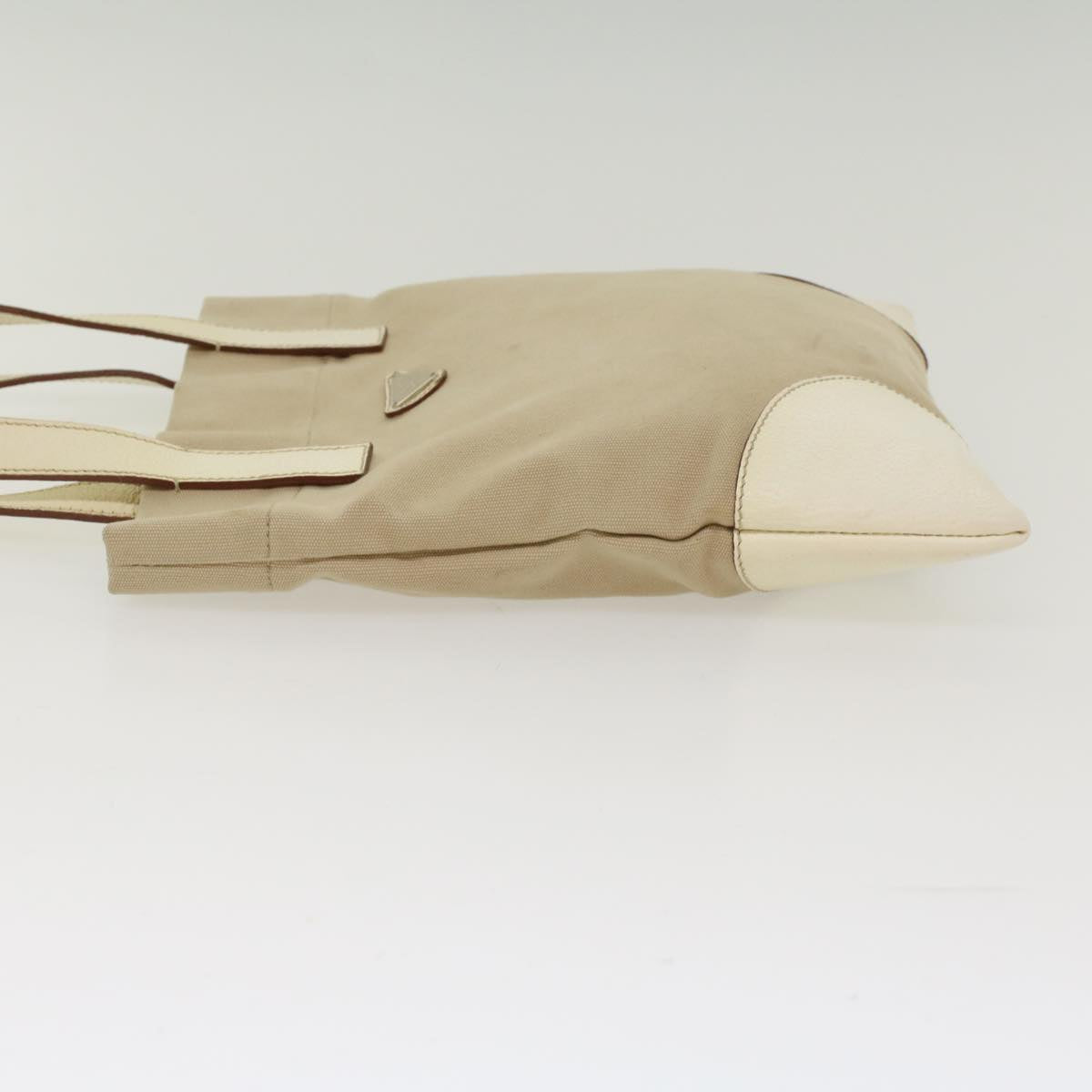 Prada Tote Bag Canvas Leather Beige