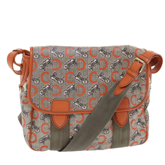 Luxury CELINE C Macadam Canvas Shoulder Bag Gray 7140