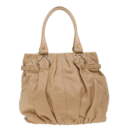Luxury CELINE Shoulder Bag Leather Beige 7176