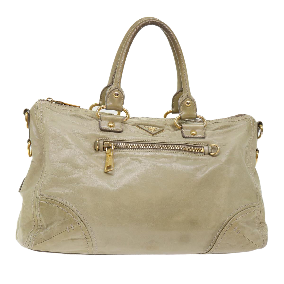 Prada Boston Bag Leather Beige