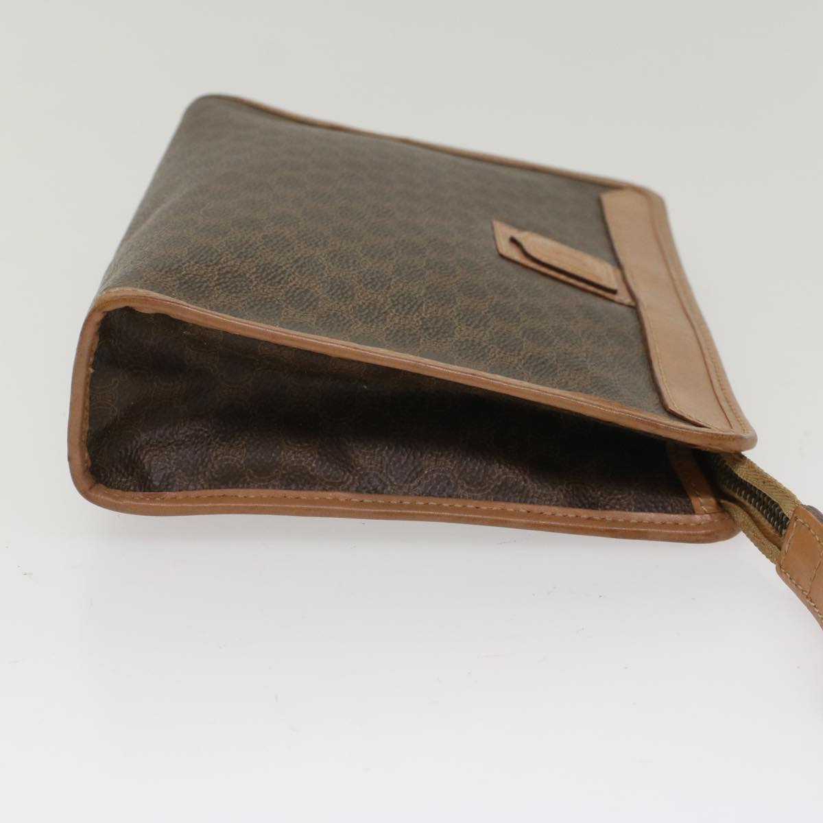 Luxury CELINE Macadam Canvas Clutch Bag PVC Leather Beige Brown 7212