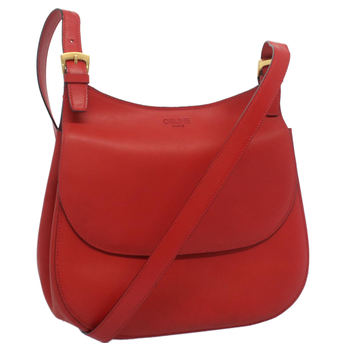 Luxury CELINE Shoulder Bag Leather Red 7778