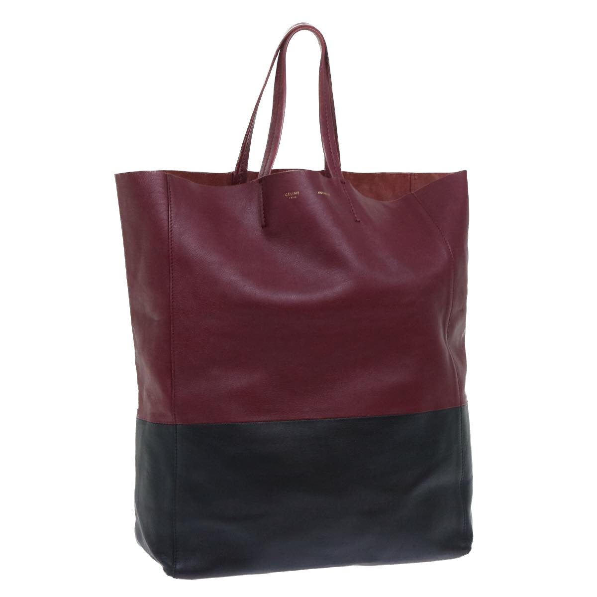 Luxury CELINE Tote Bag Leather Wine Red 7779