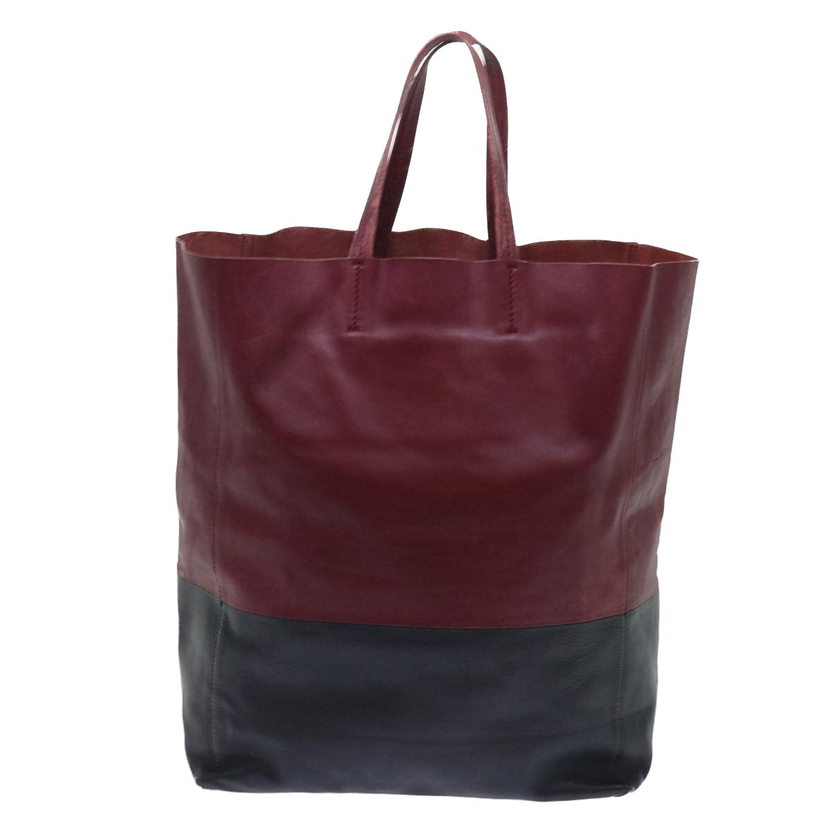 Luxury CELINE Tote Bag Leather Wine Red 7779
